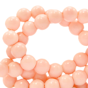 Opaque glaskralen 4mm peach blush pink, 40 stuks